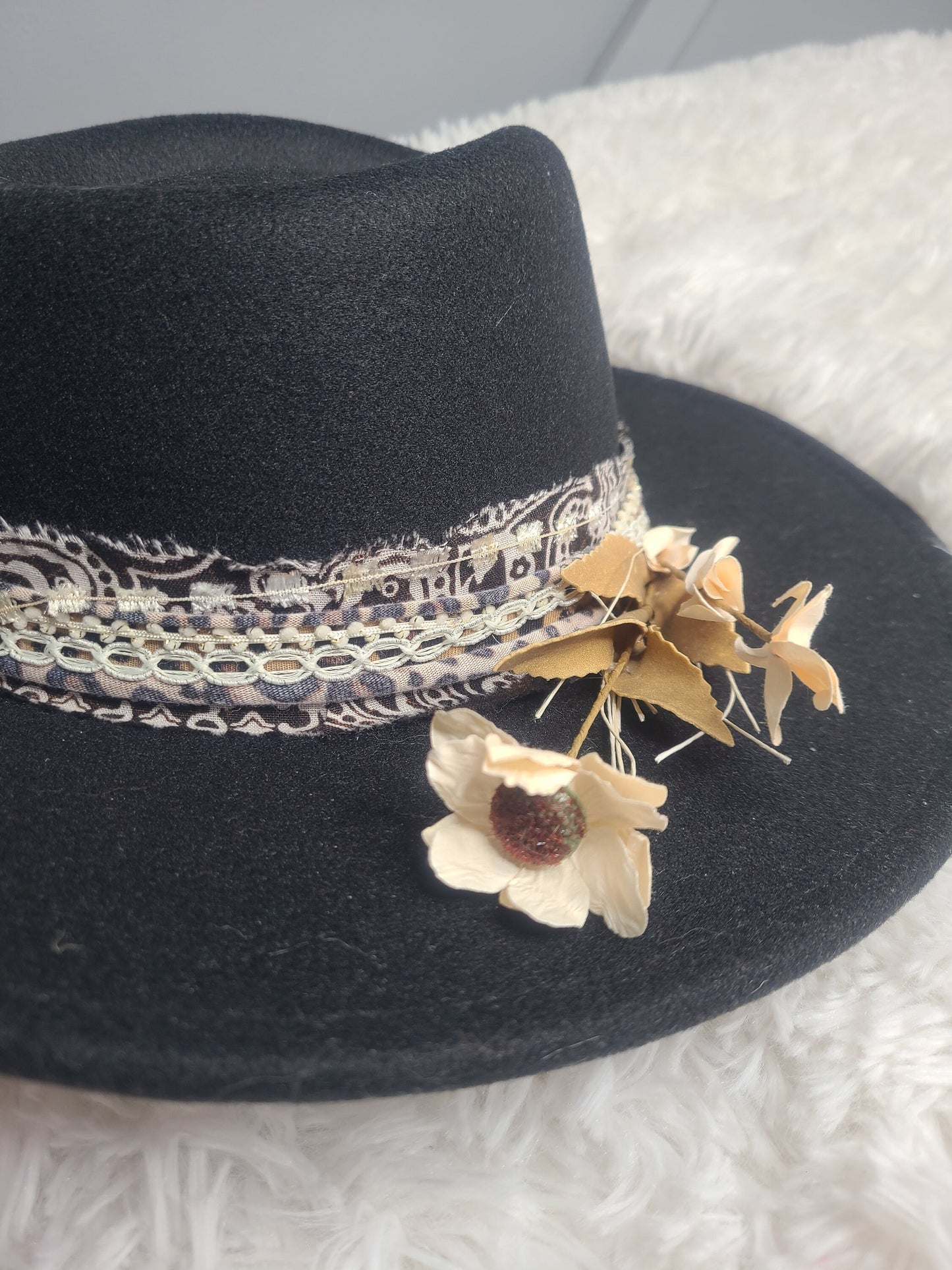 Black Cowboy Hat with animal print