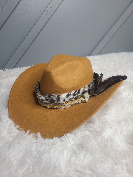 Brown Cowboy Hat with animal print