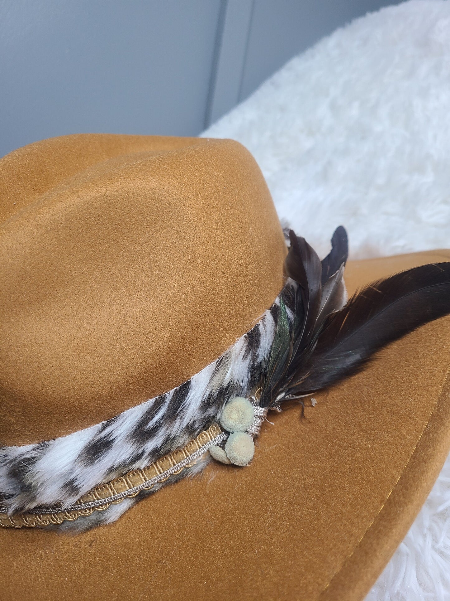 Brown Cowboy Hat with animal print