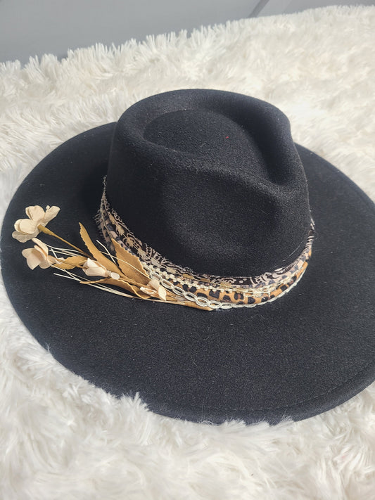 Black Cowboy Hat with animal print